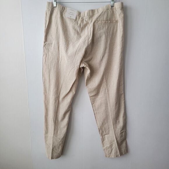 H & M women's linen blend pants size XL pull on tie waist wide leg Breathable - Picture 2 of 8